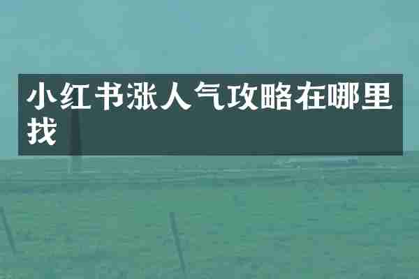 小红书涨人气攻略在哪里找