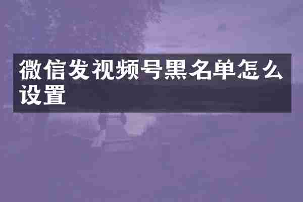 微信发视频号黑名单怎么设置