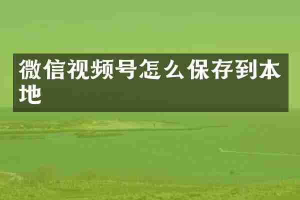 微信视频号怎么保存到本地