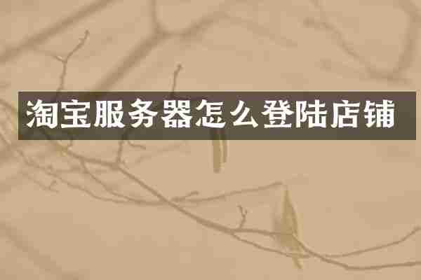 淘宝服务器怎么登陆店铺