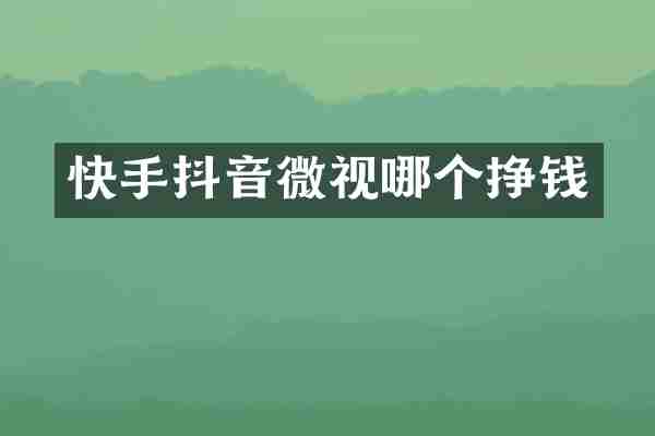 快手抖音微视哪个挣钱