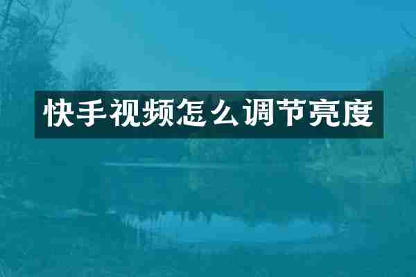快手视频怎么调节亮度