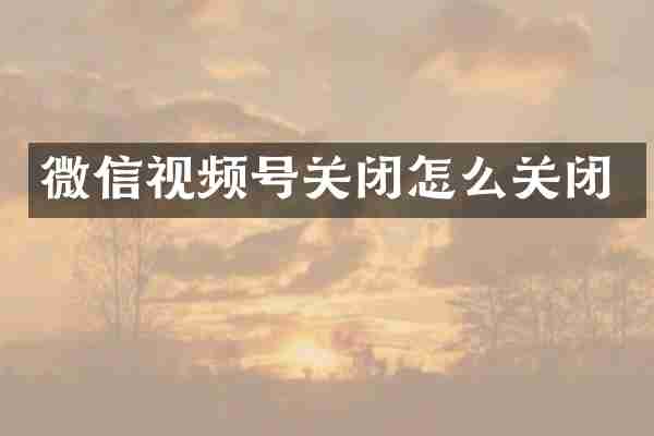 微信视频号关闭怎么关闭