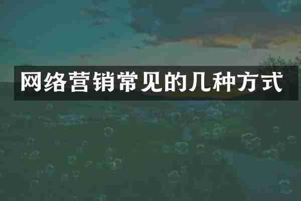 网络营销常见的几种方式