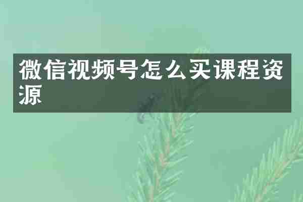 微信视频号怎么买课程资源