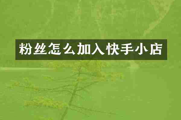 粉丝怎么加入快手小店