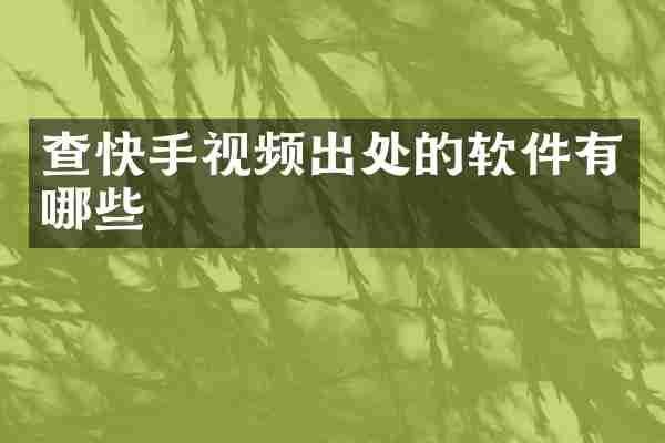 查快手视频出处的软件有哪些