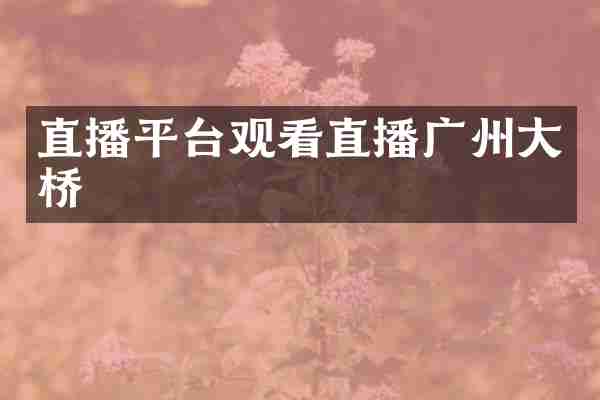 直播平台观看直播广州大桥