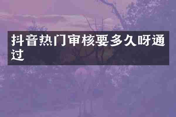 抖音热门审核要多久呀通过