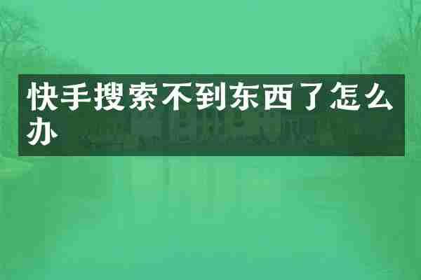 快手搜索不到东西了怎么办