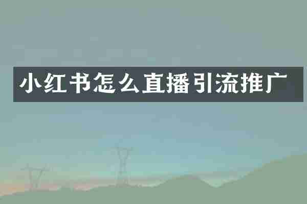 小红书怎么直播引流推广