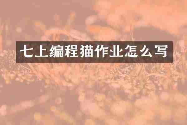七上编程猫作业怎么写