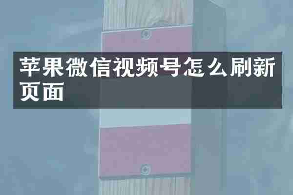 苹果微信视频号怎么刷新页面