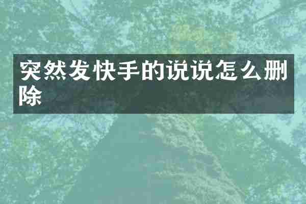 突然发快手的说说怎么删除
