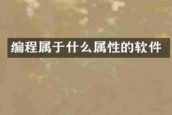 编程属于什么属性的软件