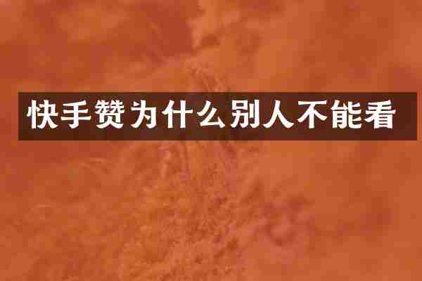 快手赞为什么别人不能看