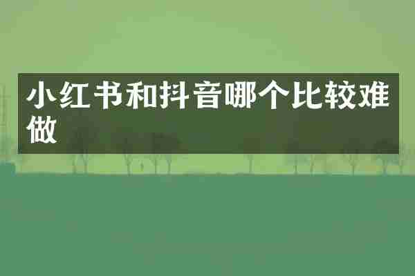 小红书和抖音哪个比较难做