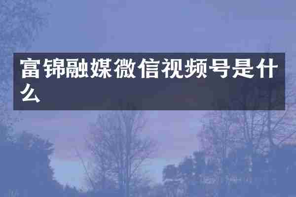 富锦融媒微信视频号是什么