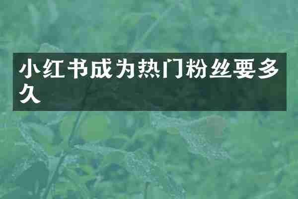 小红书成为热门粉丝要多久