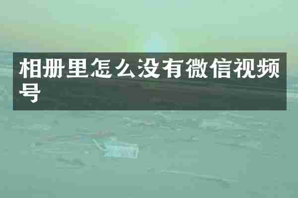 相册里怎么没有微信视频号