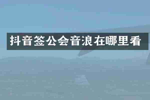 抖音签公会音浪在哪里看