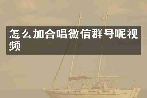 怎么加合唱微信群号呢视频