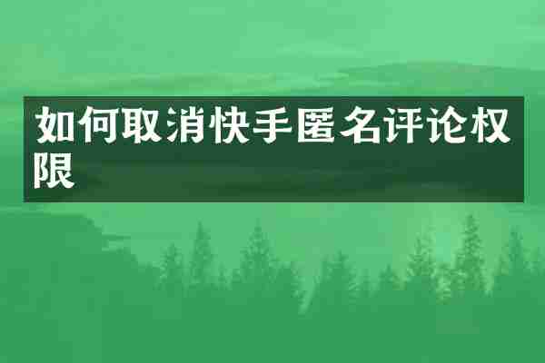 如何取消快手匿名评论权限