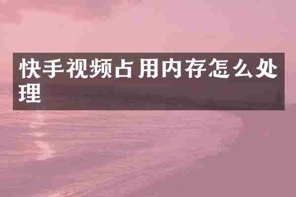 快手视频占用内存怎么处理