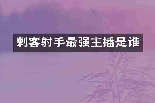 刺客射手最强主播是谁