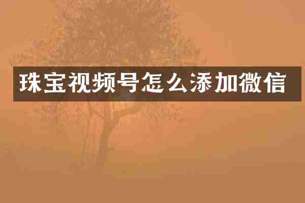 珠宝视频号怎么添加微信