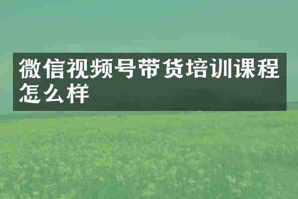 微信视频号带货培训课程怎么样