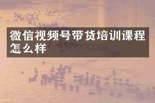 微信视频号带货培训课程怎么样