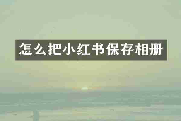 怎么把小红书保存相册