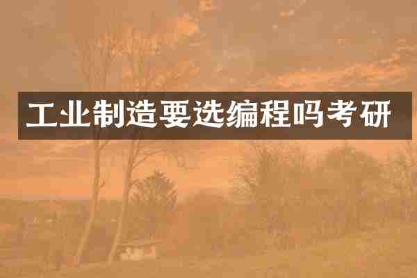 工业制造要选编程吗考研