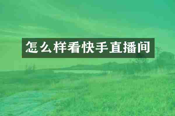 怎么样看快手直播间
