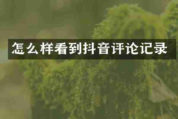 怎么样看到抖音评论记录
