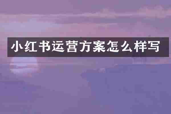 小红书运营方案怎么样写