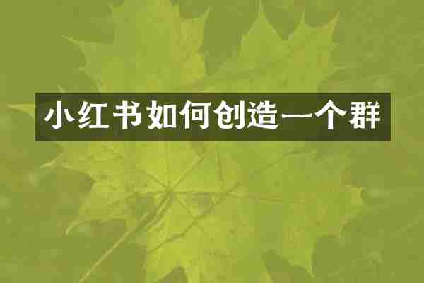 小红书如何创造一个群