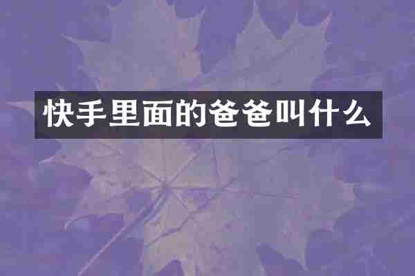 快手里面的爸爸叫什么