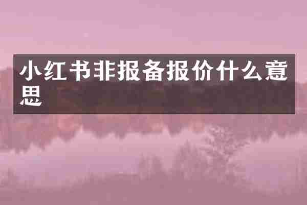 小红书非报备报价什么意思