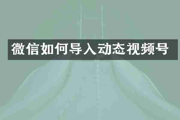 微信如何导入动态视频号