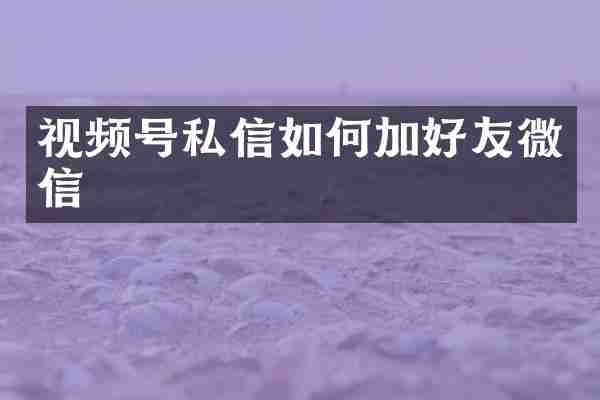 视频号私信如何加好友微信