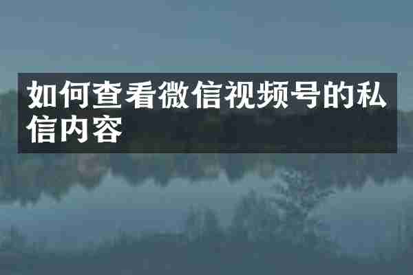 如何查看微信视频号的私信内容
