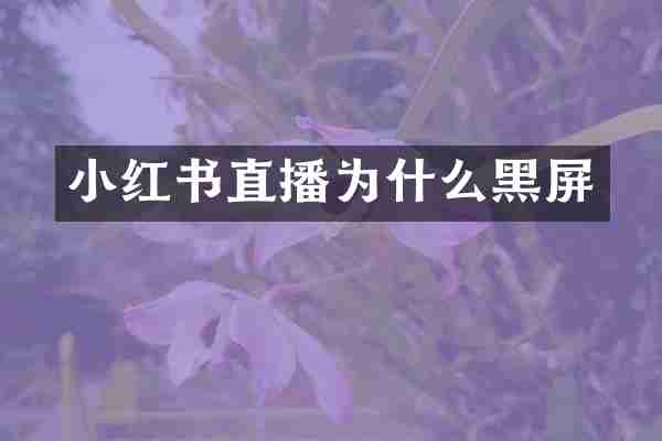 小红书直播为什么黑屏