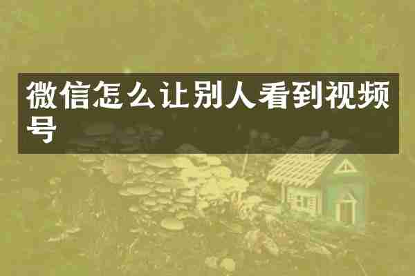 微信怎么让别人看到视频号