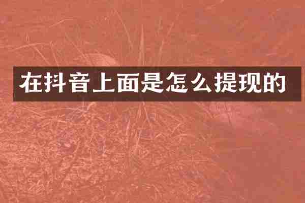在抖音上面是怎么提现的