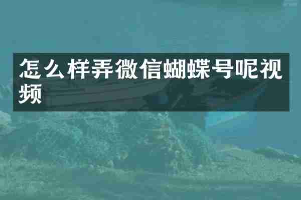 怎么样弄微信蝴蝶号呢视频