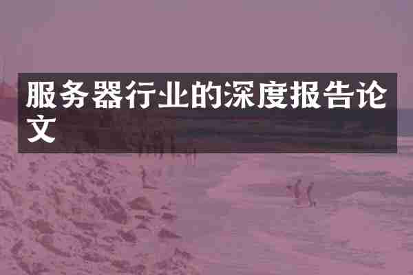 服务器行业的深度报告论文