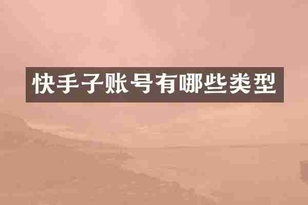 快手子账号有哪些类型