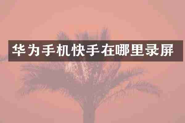 华为手机快手在哪里录屏